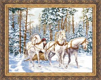 Русская тройка лошадей, illustration, …» — создано в Шедевруме