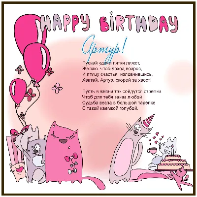 С днем рождения Артур, прикольное поздравление — Бесплатные открытки и  анимация