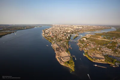 Красивые виды на Самару с высоты птичьего полета, фото стрелки рек Волги и  Самары - 19 мая 2021 - 63.ru