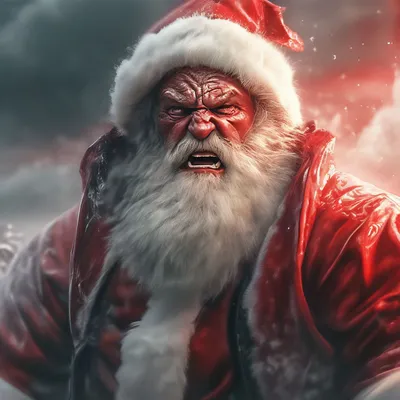 Злой Санта Клаус, гипердетализация, …» — создано в Шедевруме