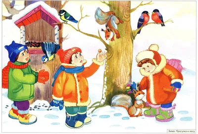 Картина для детей зимой на прогулке (50 фото) » Рисунки для срисовки и не  только