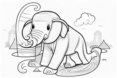 милый мультяшный слон раскраски страницы с векторной иллюстрацией  активности детей линии искусства Фон Обои Изображение для бесплатной  загрузки - Pngtree