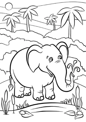 Раскраска африканский слон. Раскраска Раскраска Африканский слон  распечатать. Разукрашка.