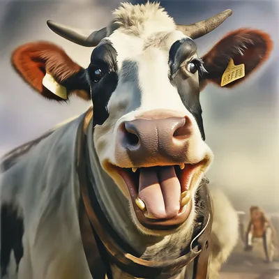 Смешная Корова — стоковые фотографии и другие картинки Без людей - Без  людей, Бык - животное, Возвышенность - iStock