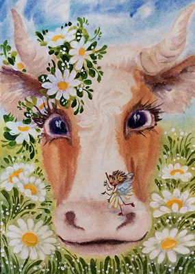 Корова прикольный рисунок - 68 фото