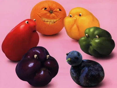 Смешные характеры фруктов и овощей шаржа Иллюстрация штока - иллюстрации  насчитывающей еда, глаза: 60050823