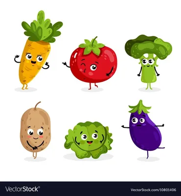 Смешные персонажи из мультфильма фруктов и овощей Иллюстрация вектора -  иллюстрации насчитывающей смешно, иллюстрация: 79431551