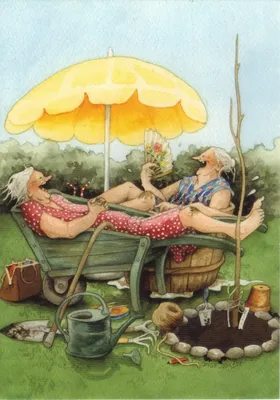 Озорные старушки: серия открыток с неунывающими подругами » BigPicture.ru |  Краска, Акварельные иллюстрации, Старушки