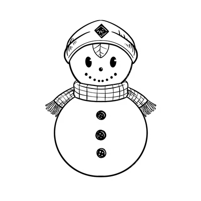 Черно-белый рисунок снеговика и генеративный искусственный интеллект  снеговика | Премиум Фото
