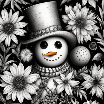 Раскраска милый снеговик. Раскраска милый снеговик. Разукраска.