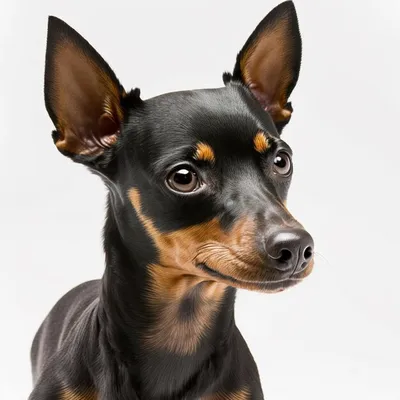 Изолированная пожилая собака-пинчер в черно-коричневой шерсти | Премиум PSD  Файл