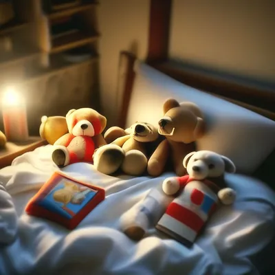 Спят усталые игрушки, книжки спят,…» — создано в Шедевруме