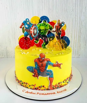 Картинка для торта \"Супергерои - мстители\" - PT100039 печать на сахарной  пищевой бумаге