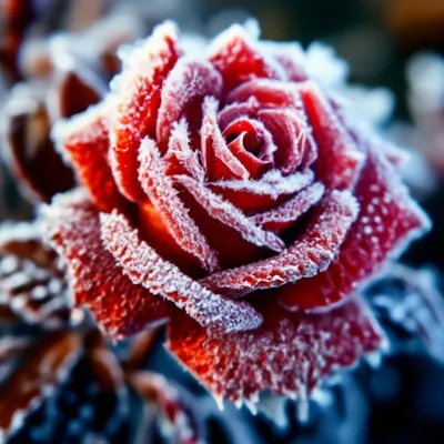 Иней на розах, теплые цвета, …» — создано в Шедевруме