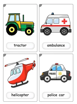 Карточки на английском - Транспорт | Скачать для детей