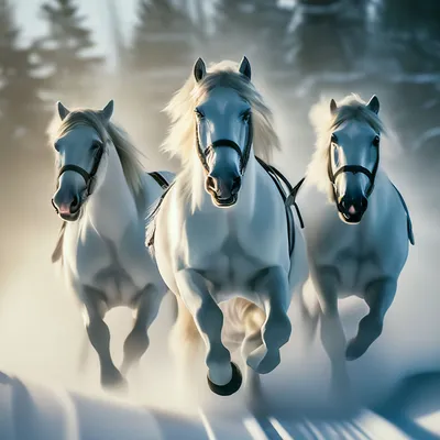 Три белых коня картинки фотографии