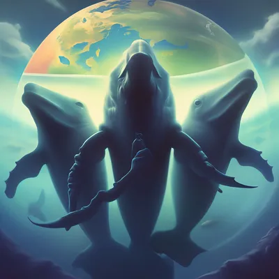 Три кита держат планету земля» — создано в Шедевруме