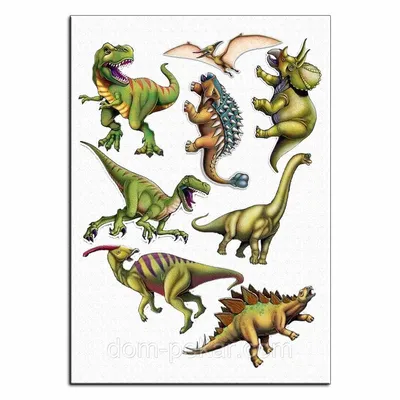 Картинка для торта \"Динозавры\" - PT100523 печать на сахарной пищевой бумаге