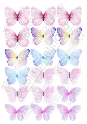 Картинка для торта Бабочки pr0079 печать на сахарной бумаге |  Edible-printing.ru