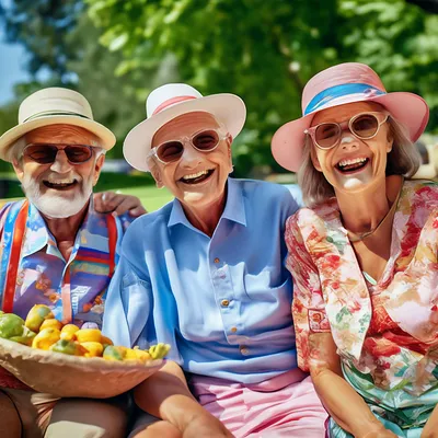 Cheerful Retired People Waving Hands Isolated On Free Stock Photo and Image  241992126