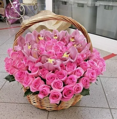 101 роза в корзине, розовая-101 розовую розу в корзине купить в Москве с  бесплатной доставкой по столице-rubukety.ru