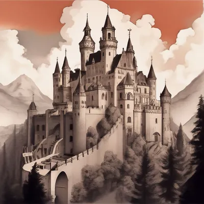 Рисунок в стиле 1920х, замок эльц» — создано в Шедевруме