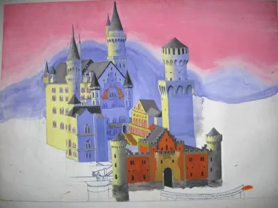 Средневековый замок рисунок карандашом - 52 фото