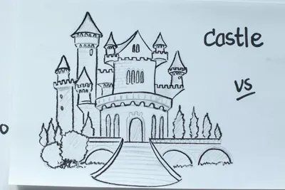 Сказочный замок рисунок карандашом - 56 фото