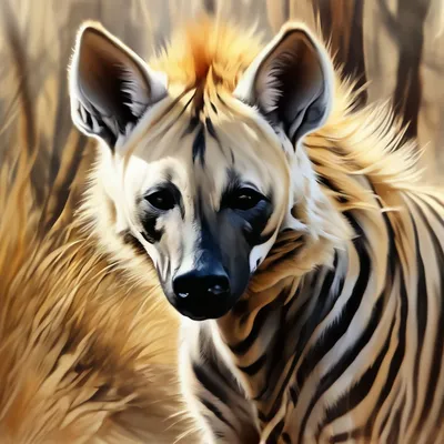 Животные Индии полосатая гиена …» — создано в Шедевруме