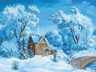 Зима домик в лесу - 64 фото