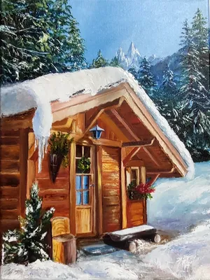 Деревянный домик в лесу зимой | Премиум Фото