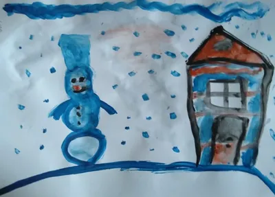 Раскраска зима дети лепят снеговика...