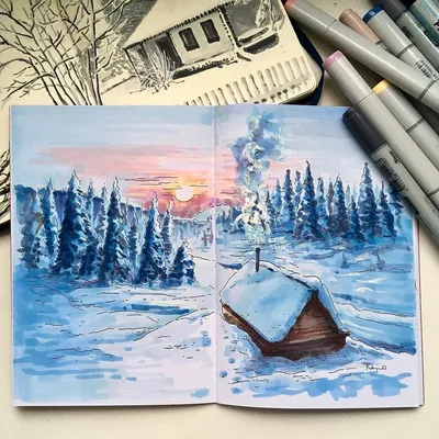 Рисунки на тему зима карандашом для срисовки » DreemPics.com - картинки и  рисунки на рабочий стол бесплатно