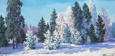Зимняя сказка» картина Вилковой Елены (картон, масло) — купить на ArtNow.ru