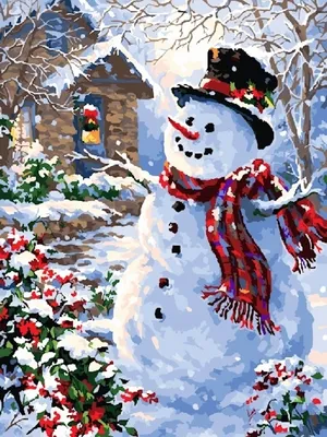 ✨✨✨ зима, снеговик возле, большой …» — создано в Шедевруме