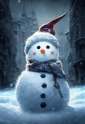 Снеговик стоит в лесу. зима, …» — создано в Шедевруме