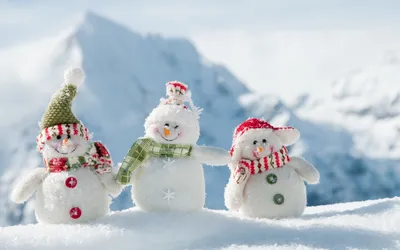 Картинки весёлые, White snowmans, зима, снеговики, новый год - обои  1680x1050, картинка №13088