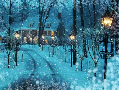 GIF анимация | Winter images, Night scene, Snow