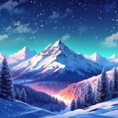 Зимние горы , пиксельная графика, …» — создано в Шедевруме