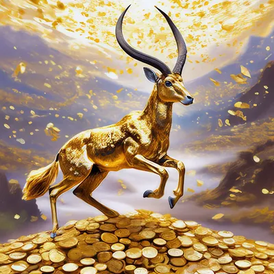 Золотая антилопа скачет по большой …» — создано в Шедевруме
