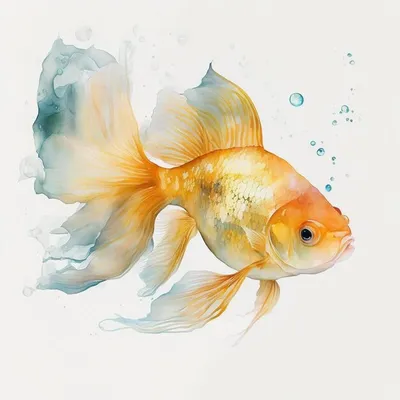 Иллюстрация золотая рыбка в стиле 2d, детский | Illustrators.ru