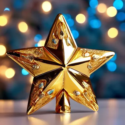 Украшение новогоднее подвесное Золотая звезда в полоску из хлопчатобумажной  ткани 10.5x1.5x10.5см 81482