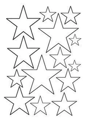 Шаблоны звёздочек для вырезания из бумаги разных размеров распечатать,  скачать
